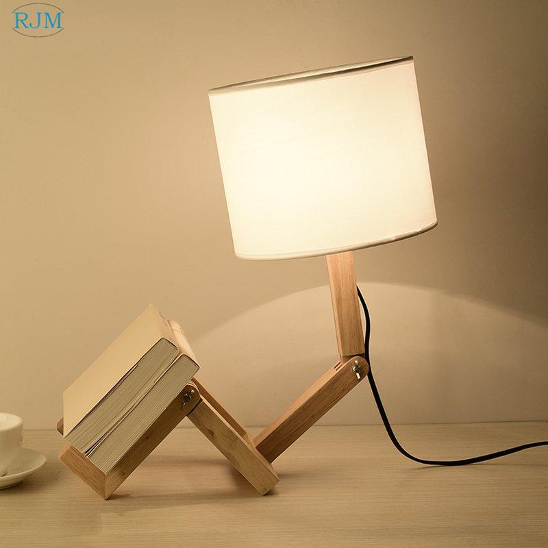 

Nordic Modern Solid Wood Table Lamps Creative Simple Personality Desk Lamps for Bedroom Bedside Study Desk Lightings Decorative