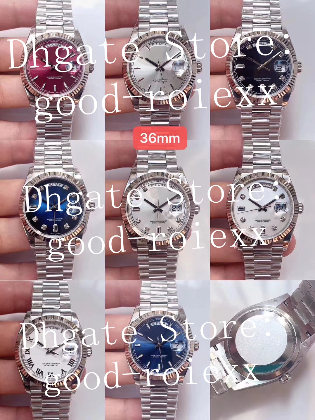 

8 Style 36mm Mens Watch Black Blue Diamond Crystal Dial Automatic Cal.3255 Movement Time Day Date 118206 Men Steel 128239 EW Factory Watches, Box