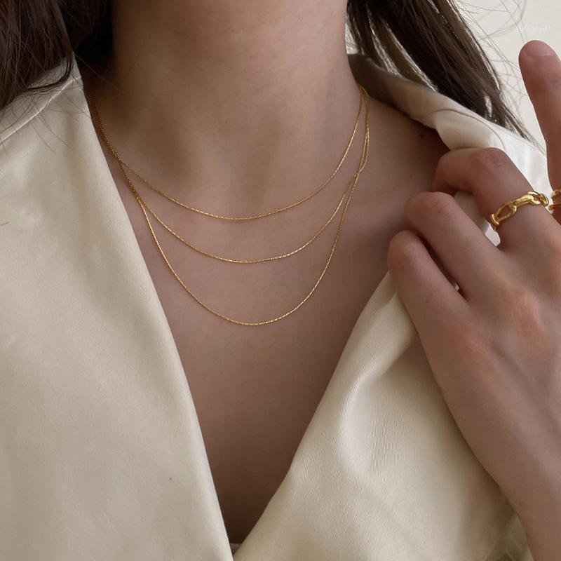 

Chains High Grade Korean Super Fairy 14k Gold/Silver Multi Layers Thin Chain Female Chocker Necklace Minimalist Grace Versatile Jewelry1