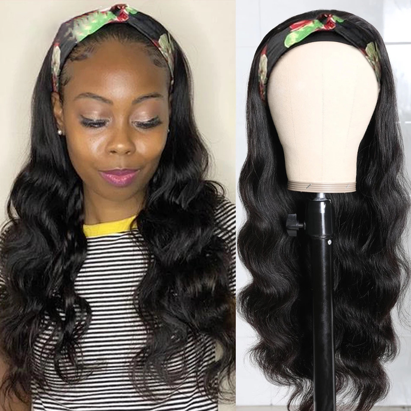 

Headband Wig 9A Brazilian Body Wave Human Hair Wigs Machine Made Brazilian Hair Wigs Nature Color, Natural color