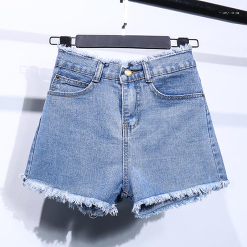 

Plus Size 5xl Summer 2020 Casual Sashes Denim Shorts Women Wide High Waist Loose Jean Shorts All-Match Sporting Female1, 318gray