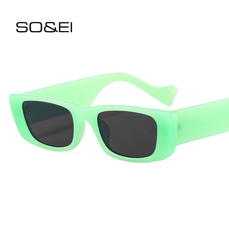 

SO&EI Ins Popular Fashion Small Rectangle Sunglasses Women Vintage Jelly Color Eyewear Men Square Trending Sun Glasses UV400