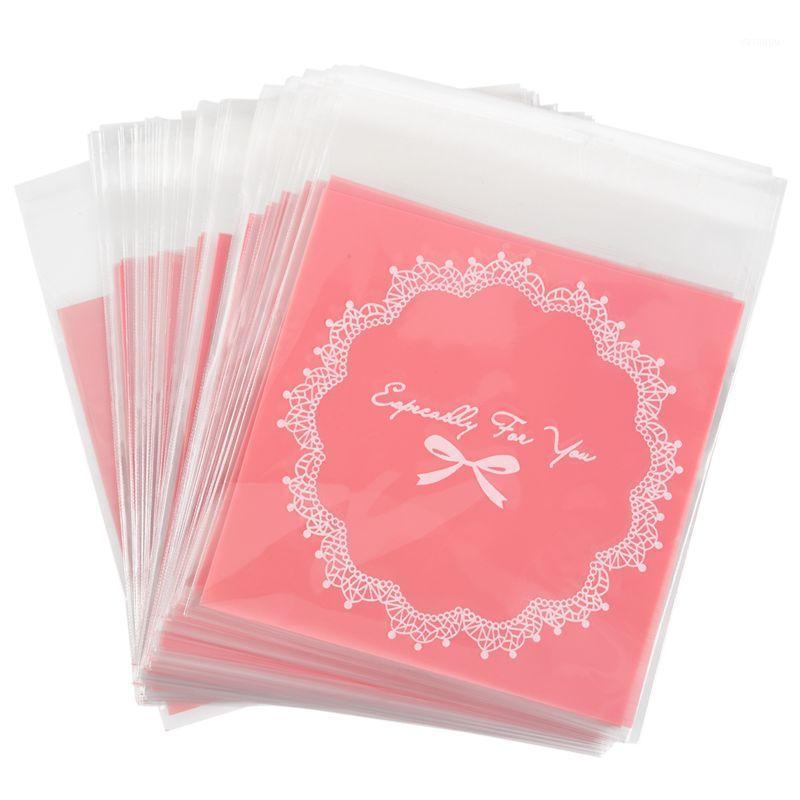 

New 100 PCS Lovely Cute Bowknot OPP Self Adhesive Cookie Bakery Candy Biscuit Roasting Treat Gift DIY Plastic Bag (Purple)10*10c1