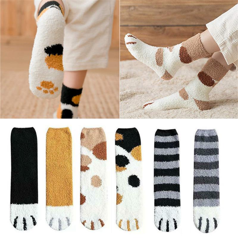 

Casual Women Sock Fluffy Warm Slipper Socks Winter Fall Fuzzy Cute Girl Cat Home Sleeping Animal Socks Hosiery 2020 Hot Sell