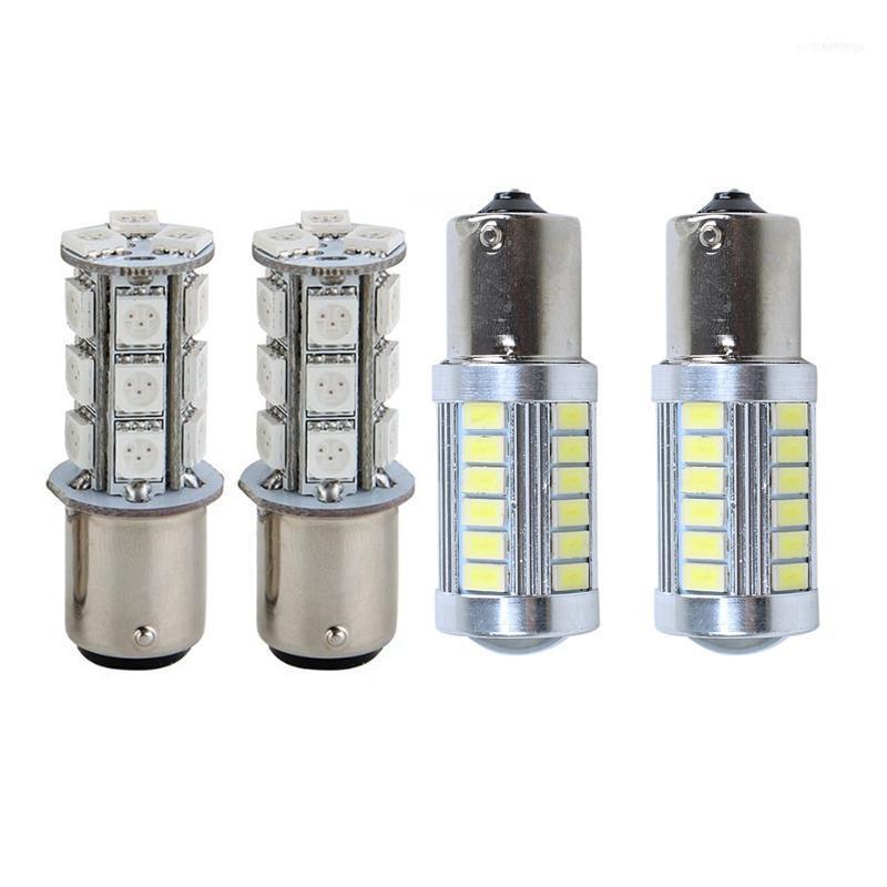 

Emergency Lights 4 Pcs LED Flash Car Brake Tail Rear Signal Stop Light Lamp Bulb, 2 Red & White1