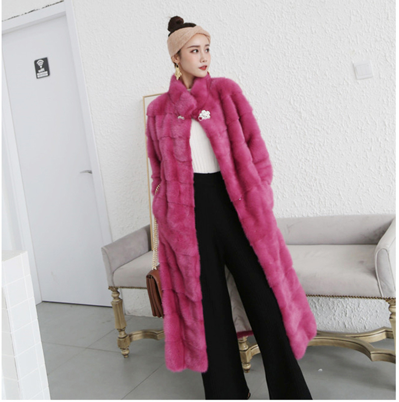 

Real Mink 2020 Coat Natural Female Transformer Fur Warm Street Style 78a0, Rose