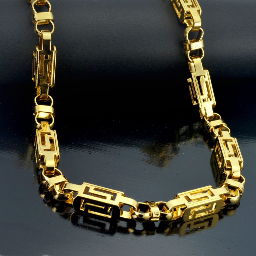 

60CM 8mm Cool Stainless Steel Men's Gold Tone Byzantine Necklace Chain N292