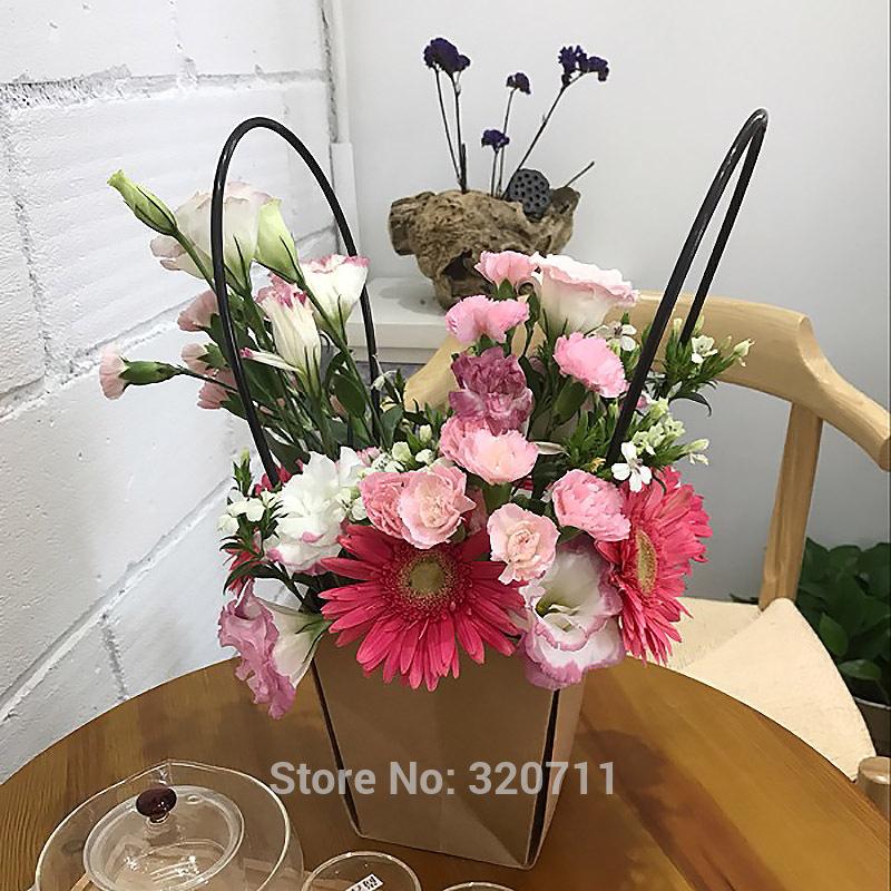 

60pcs Kraft Paper Bag DIY Valentine's Day Flower Wrapping Box Gift Packing Box Bouquet Florist Supplies Wedding Decoration