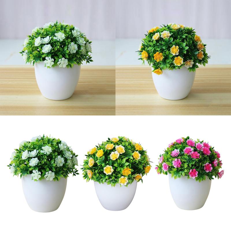 

Modern Fake Artificial Flower Potted Plants Decorative With Pot Garden Decor, Pink