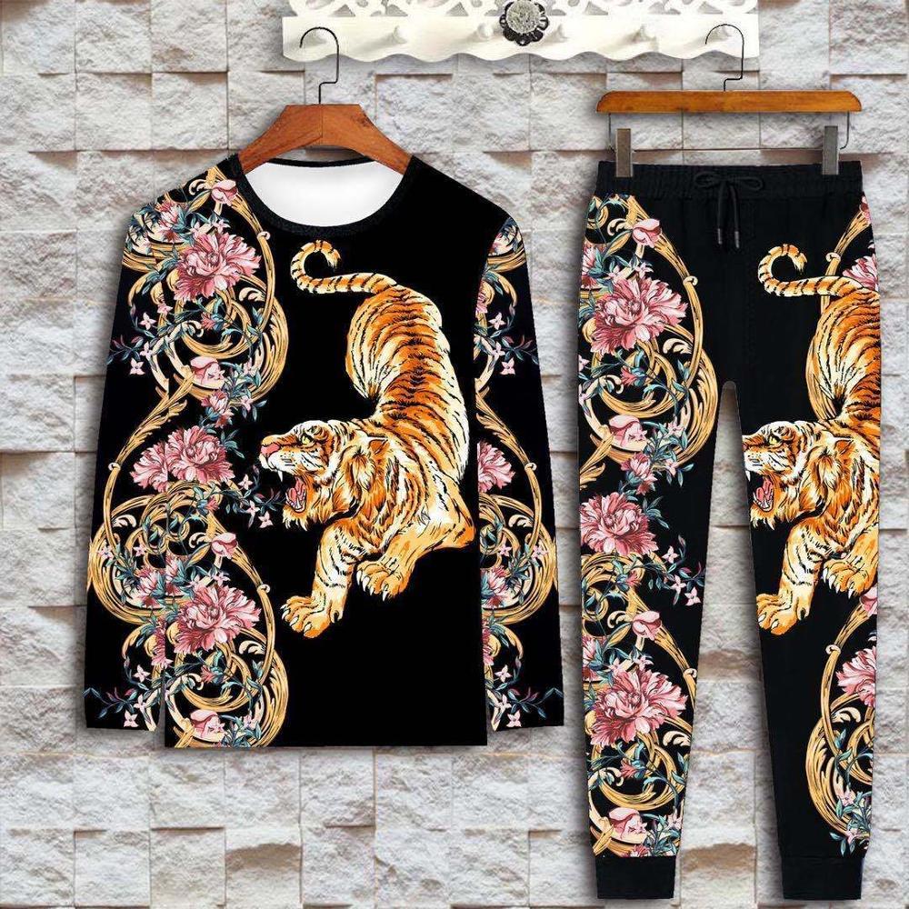 New Ragazze Tigre Viso Stampa Festa Moda Top T Shirt /& Leopardo Set Leggings