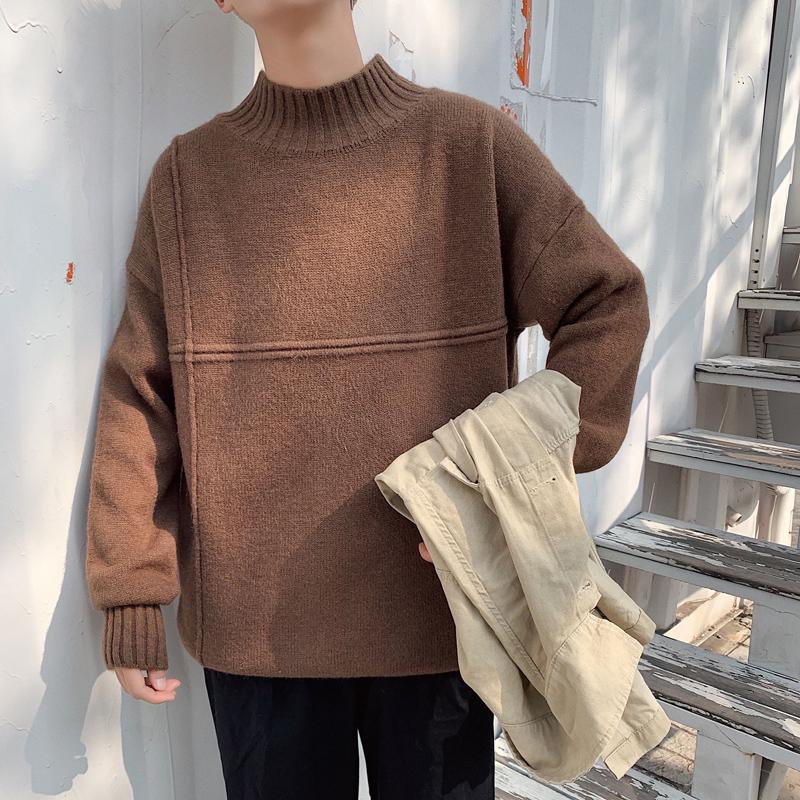 

Half high collar sweater men's loose and lazy style Korean version trend personality, Black