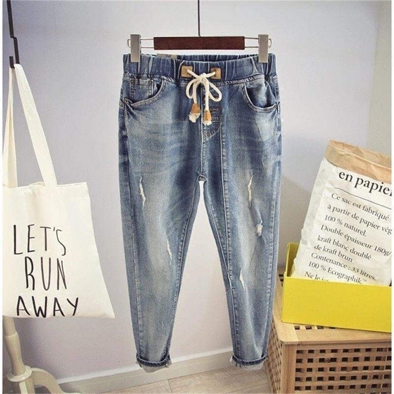 

Large Size Women Denim Wide Leg Jeans Pants Spring Autumn Casual Boyfriend Jeans For Women Streetwear High Waist Mom Jeans Q1679 201102, Blue jeans women