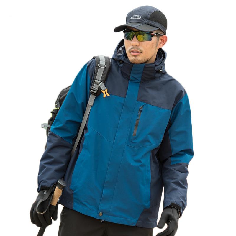 

Climbing Jacket male 2020 winter Outdoor tDouble Layer 3 in 1 Coat Winter hiking Waterproof men' sports windbreakers, Black