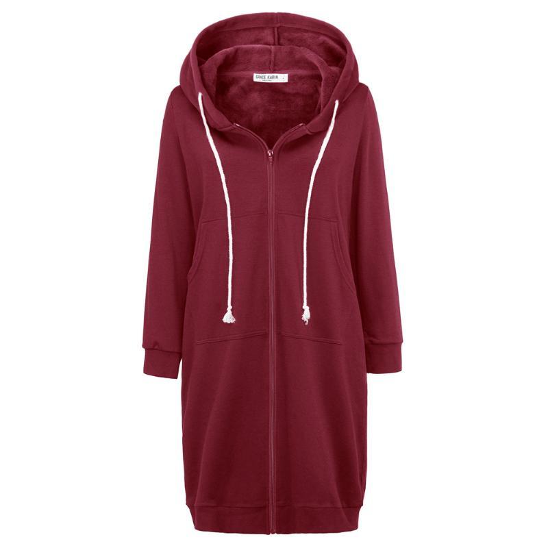 

Fall Winter Women Fleece Lined Hoodies Hooded Coat Solid Pockets Casual Long Sleeve Zip-Up Sweatshirt Clothes Thick Warm Clothes, Light gray