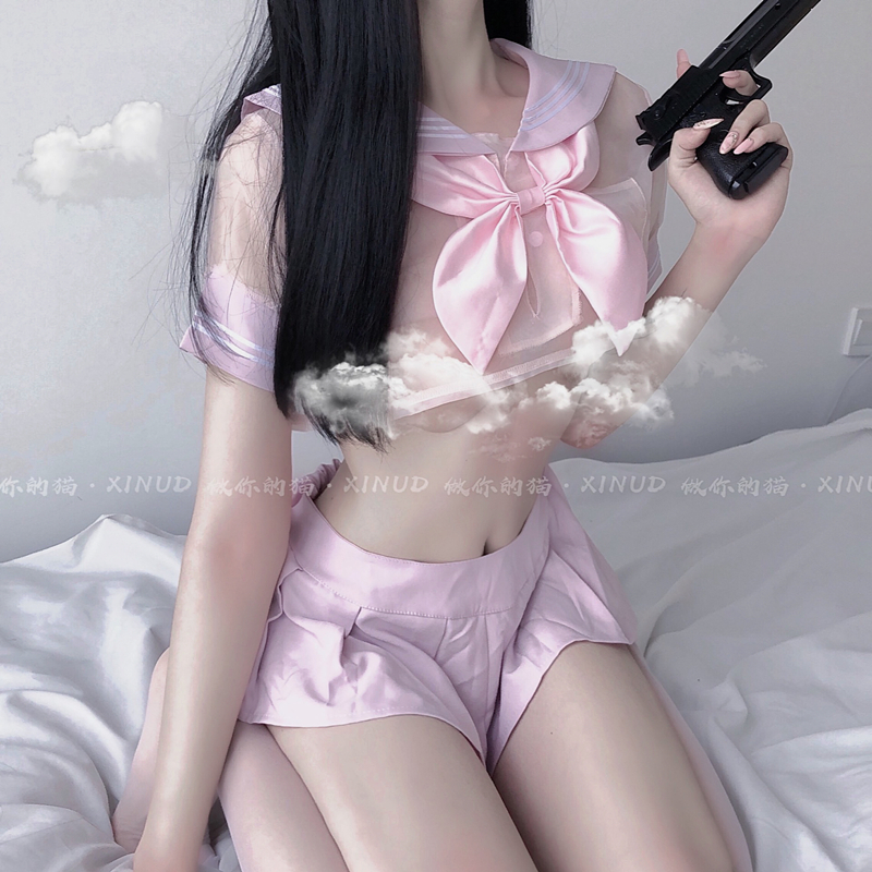 

Pink Japanese student sweet uniform beautiful kawaii sexy underwear anime lingerie togethers gauze arches fantasies of cosplay temptation