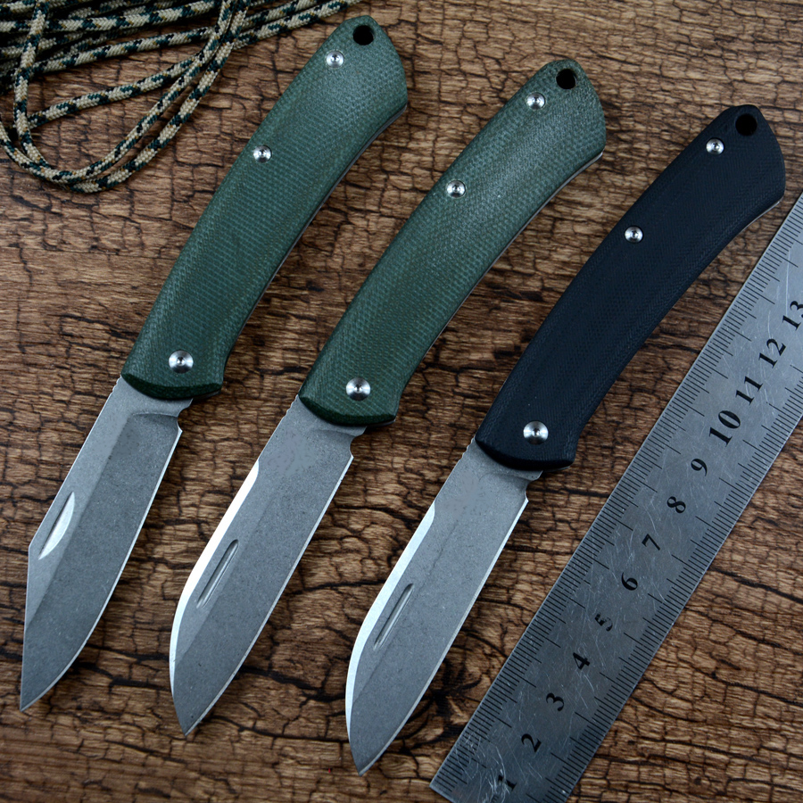 

Butterfly 318 319 Micarta G10 handle stainless steel knife stonewash blade pocket fruit EDC Utility Knife folding gift knives with clip