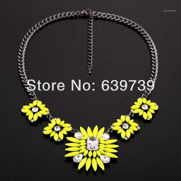 

Bulk Price Spring Day Bright Yellow Flower Acrylic Necklace1