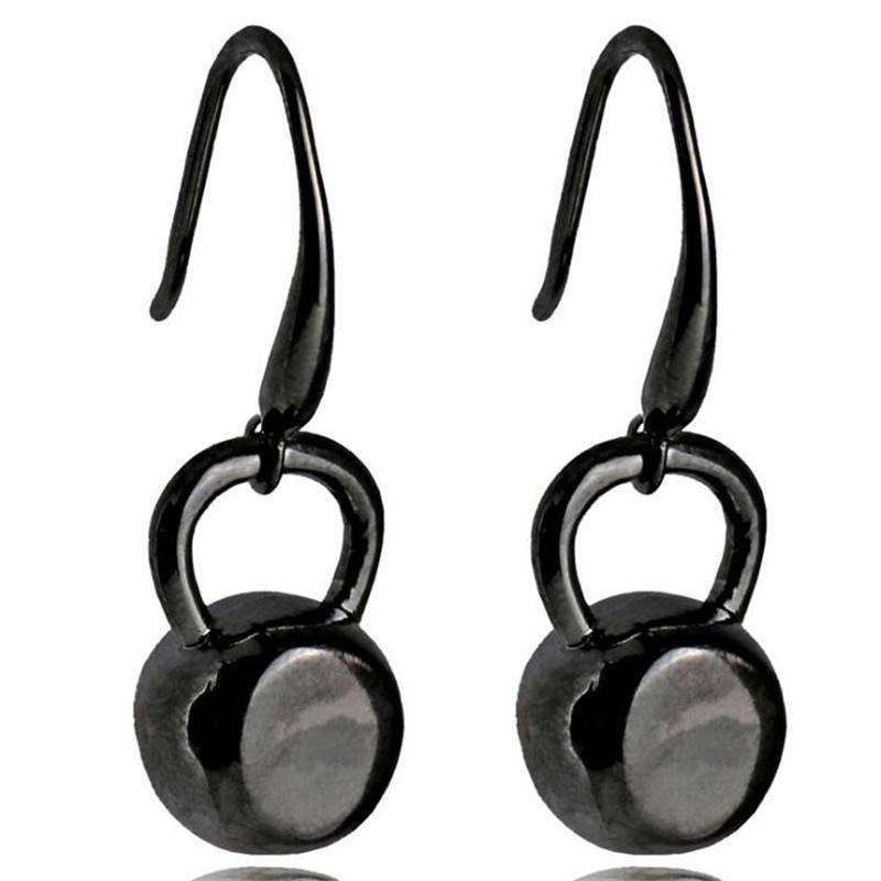 

New Creative Stainless Steel Dumbbells Earrings For Women Personality Rose Gold Fittness Sport Dangle Earrings Female Jewelry