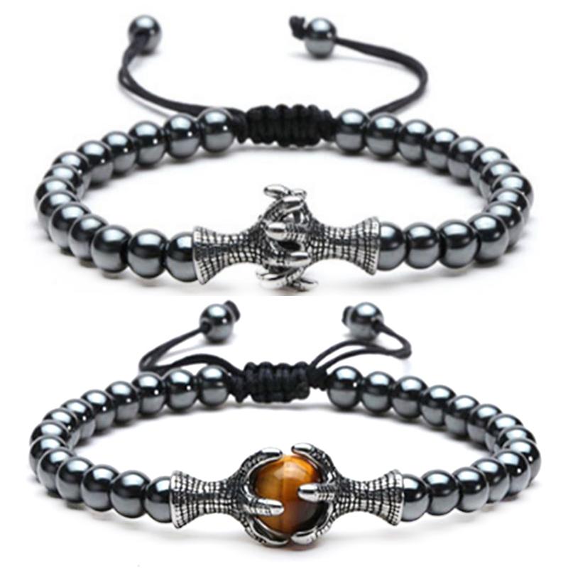 

Fashion Charm Bracelet For Men Luxury Antique Crown Tiger Eye Stone Bead Bracelets Jewelry Male