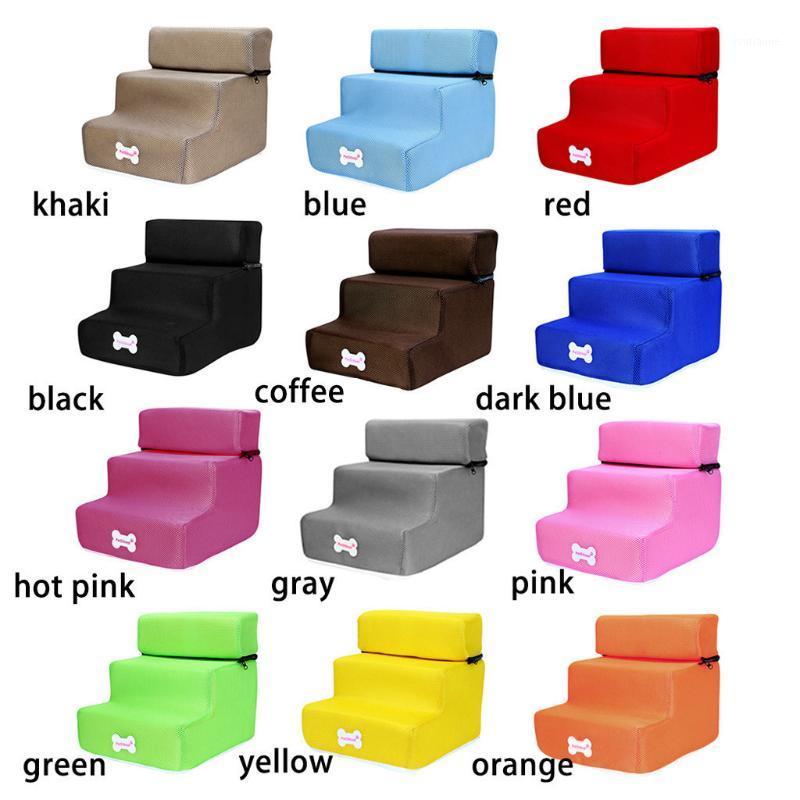 

New Breathable Mesh Foldable Pet Stairs Detachable Pet Bed Cat Dog Ramp 3 Steps Puppy Dog Non-Slip 3 Steps Stairs access1, Blue