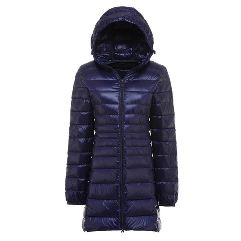 

7XL Plus Size Down Coat Female Long Winter Ultra Light Down Jacket Women Hooded Feather Jacket Warm Coat Female Portable Outwear, Black