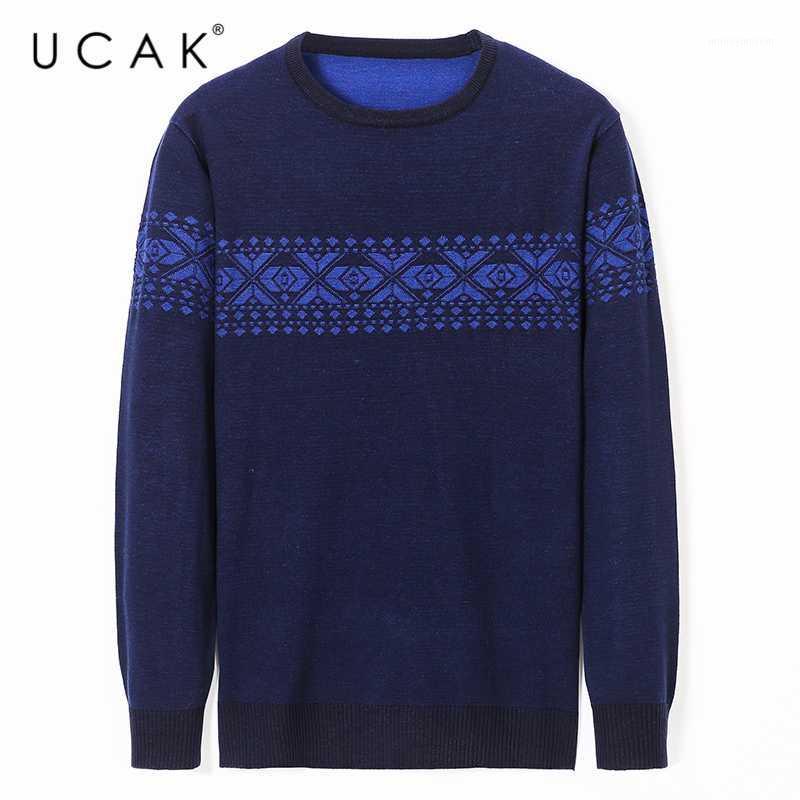 

UCAK Brand Men Clothes Sweaters 2020 Autumn Winter Fashion Warm Pullover Homme Streetwear O-Neck Sweater Casual Clothing U10841, Blue