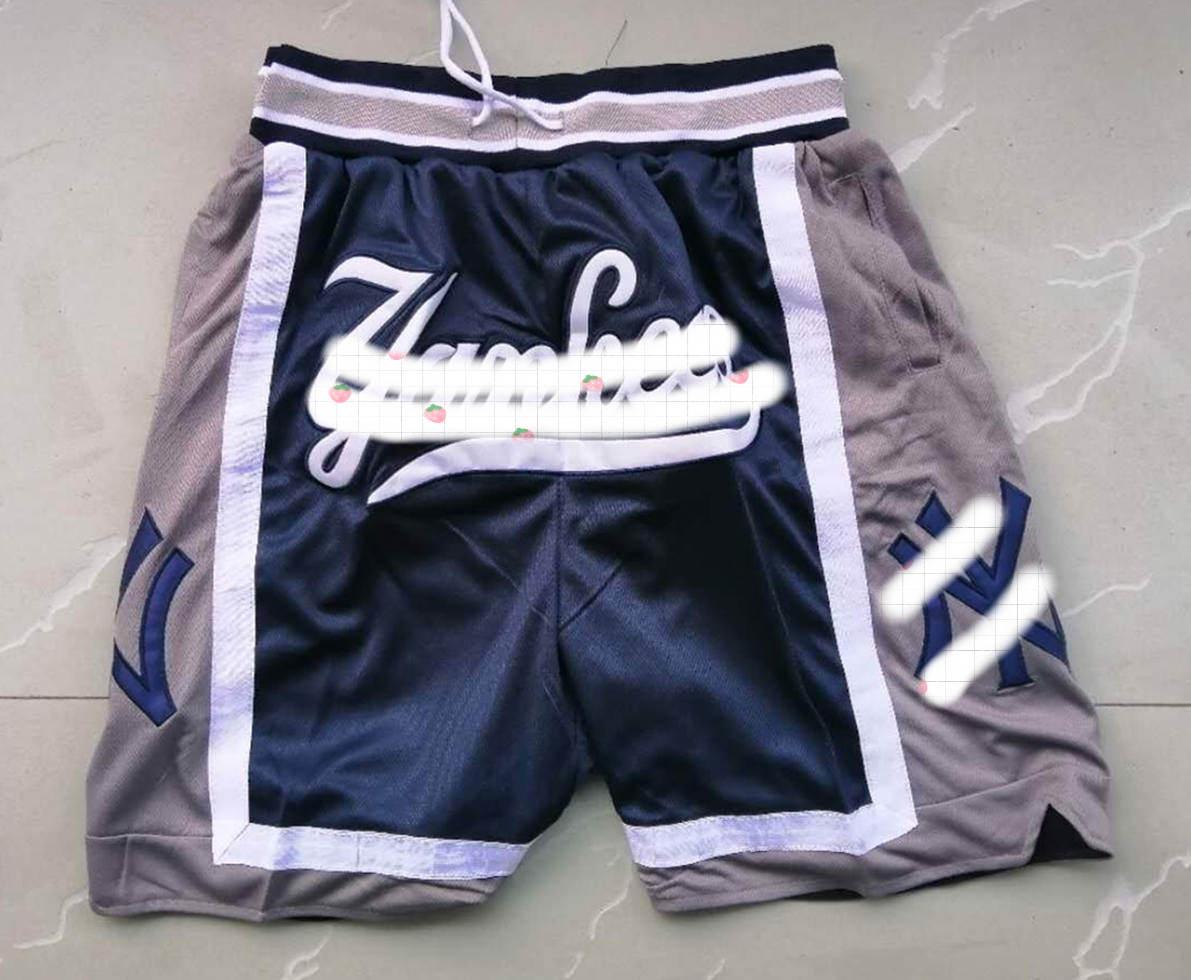 

New York Yankees MEN Baseball short JUST DON Pocket pants By Mitchell & Ness Retro S-2XL, Black;red