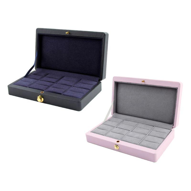 

PU 8 Slots Ring Storage Display Box with Lid Ring Holder Showcase for Store Display, Jewelry Show & Home Jewelry Tray
