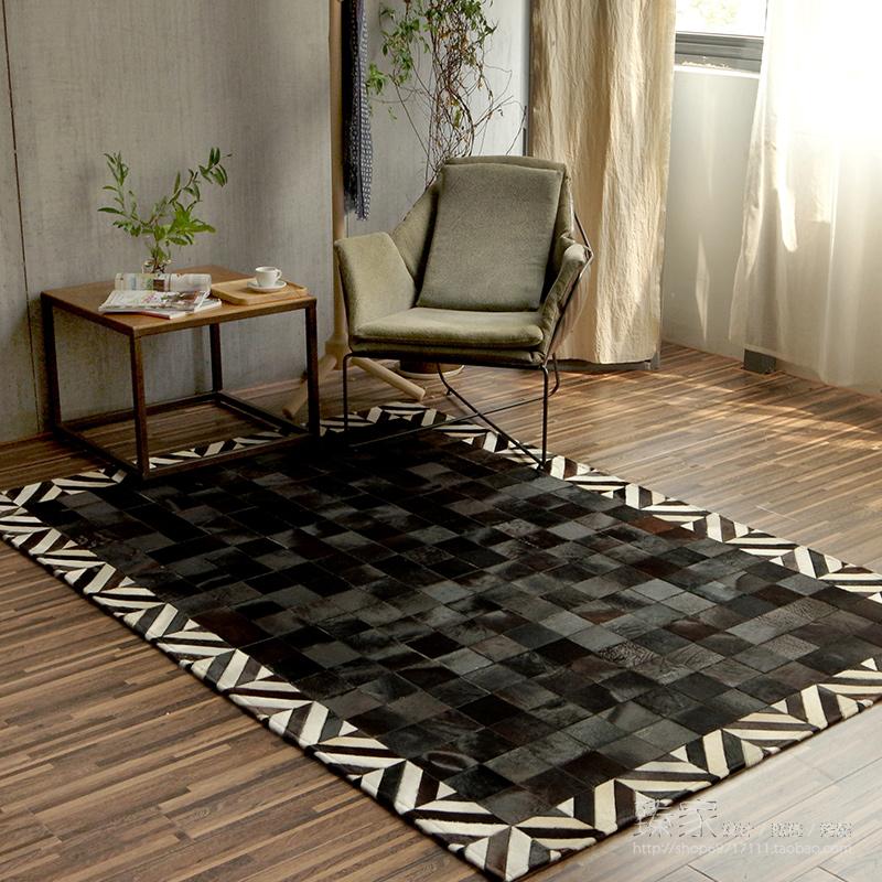 

New European Style Luxury Geometric Carpets Living Room Bedroom Table Big Rugs Modern Simplicity Custom Cowhide Carpet