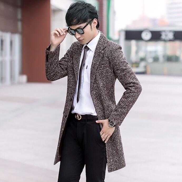 

Brown casual woolen coat men trench coats long sleeves overcoat mens cashmere coat casaco masculino inverno erkek england