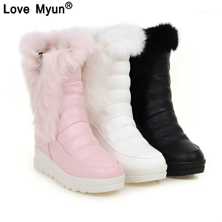 

Good Quality Winter Boots Women Warm Shoes Platform High Heels 2020 Black Gray Real Fur Ladies Snow Boots Plus Size 881