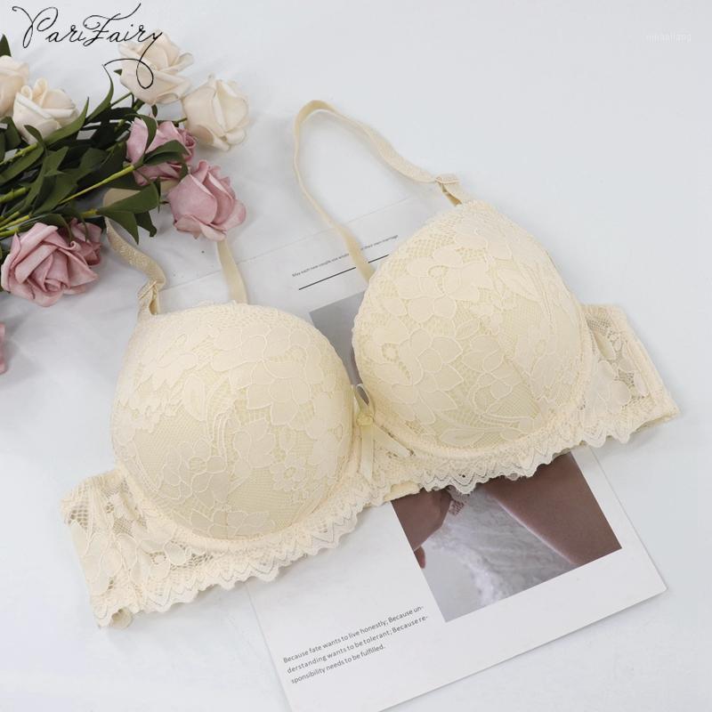 

PariFairy Ladies Bra Push Up Sexy Lace Brassiere Comfort Underwear Back Closure Lingerie Underwired Support Bralette 34A-40D1, Cameo