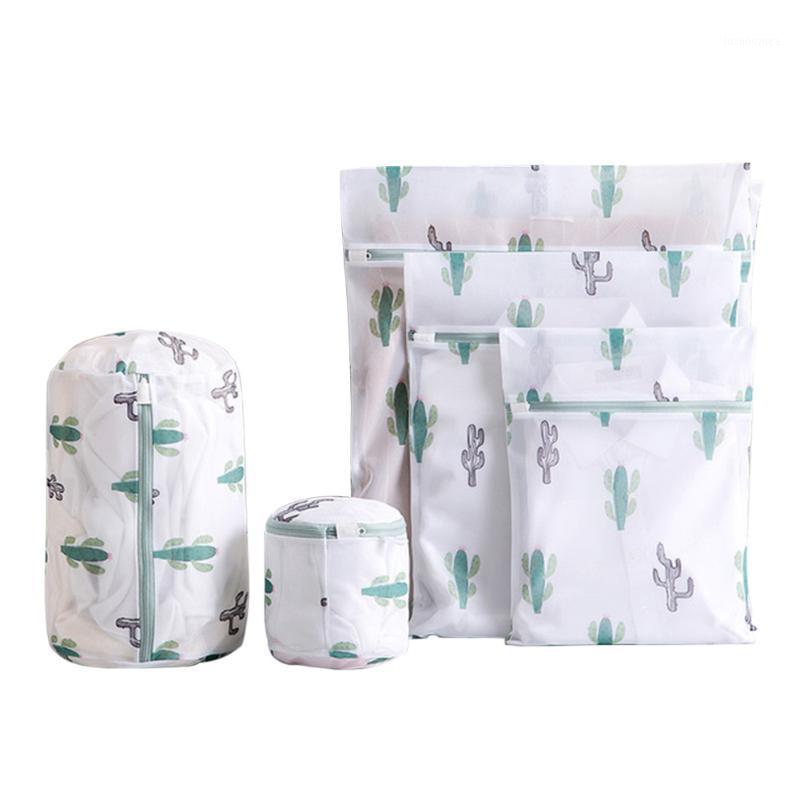 

5pcs/set Storage Organizer Cute Print Portable Mesh Laundry Bag Protect Clothing Bathroom Easy Clean Underwear Socks Home Travel1