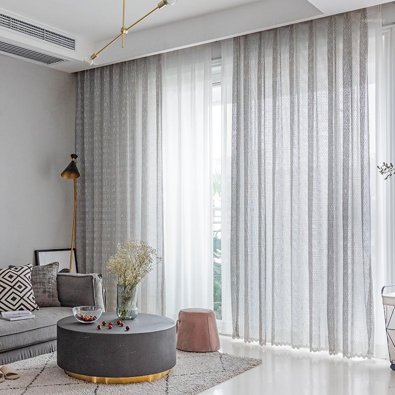

CITYINCITY Jacquard lace Curtains for Living room Hollow Tulle for bedroom Soft Tulle kitchen Customized1, Light grey
