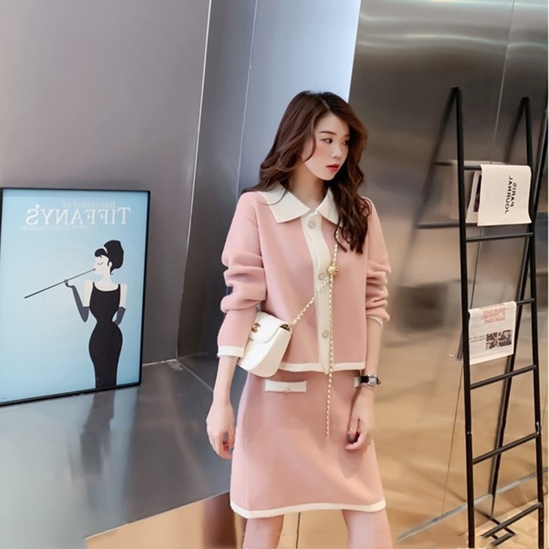 

2021 Solid color lapel temperament small female tender fragrance New winter single breasted casual amendment of two parts PF8C, Apricot