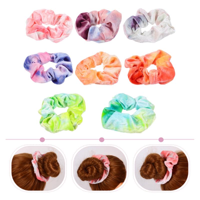 

8pcs Tie-dye Hair Ropes Gradient Color Scrunchies Hair Rings Accessories