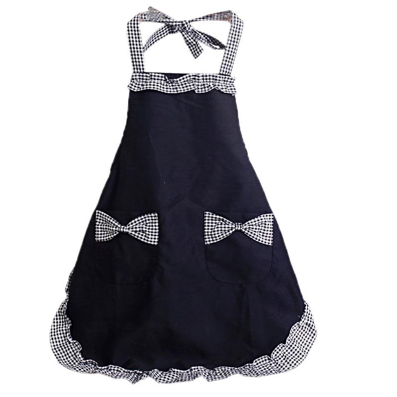 

Cute Retro Lovely Vintage Ladies Kitchen Fashion Flirty Women's Aprons with Pockets Black Patterns for Mother's Day Gift