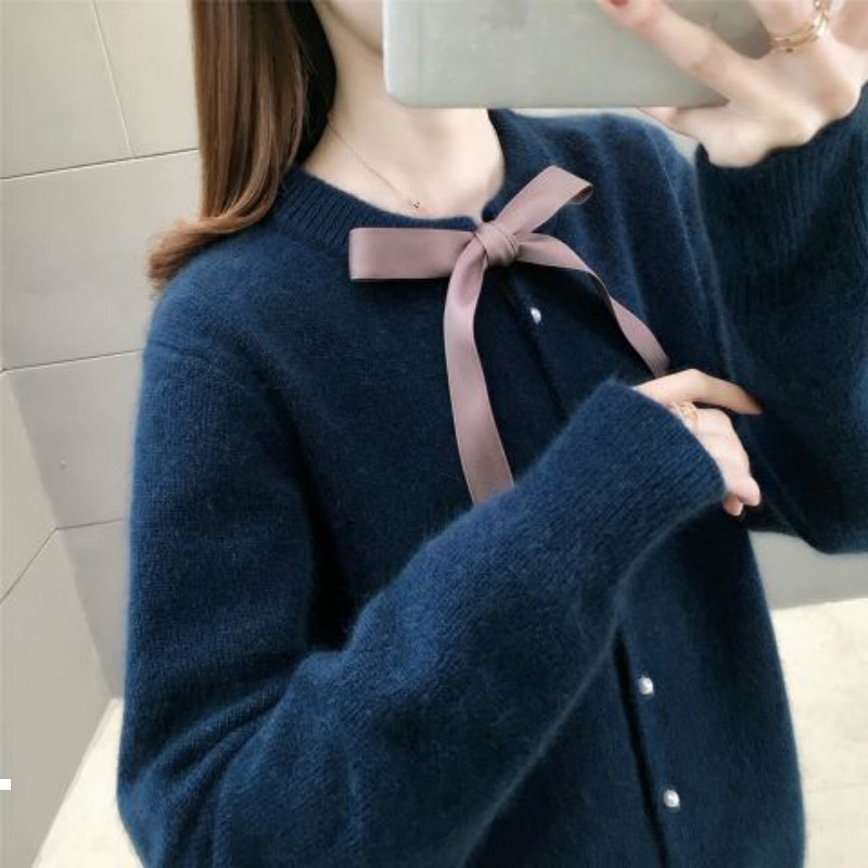 

New spring 2021 female fashions lace up to crocheted short cardigans around the neck full sleeve sweater solid jumper y517 Q14J, Shangqing