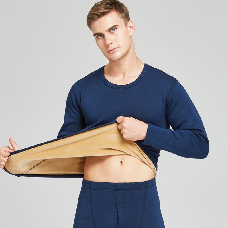 

Dralon Thermal Underwear Men Crew Neck k Warm Tracksuit MEN'S Suit Set, Navy