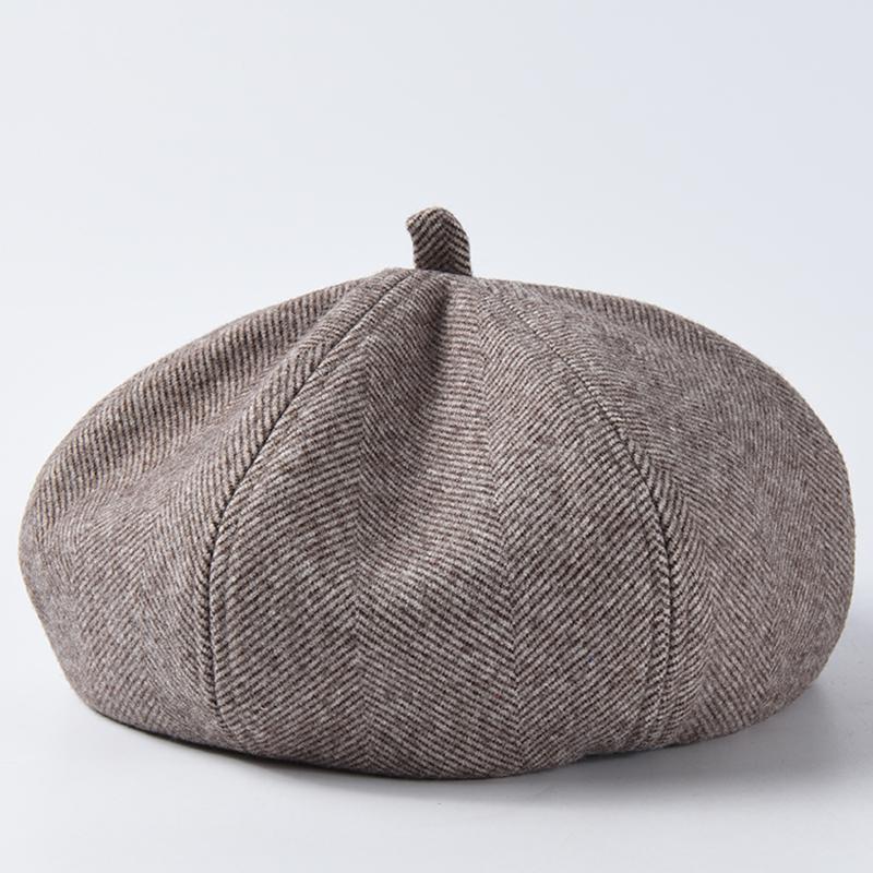 

New Arrival Women Beret Hats For Autumn Winter Stripe Berets Bonia, White