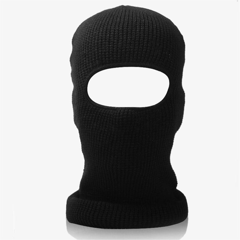 

Unisex Winter Knitted One Hole Ski Mask Balaclava Beanies Hat Cycling Windproof Helmet Lining Full Face Cap Neck Warmer, Black