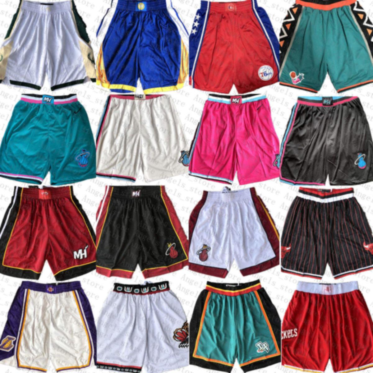 

Miami Heat Milwaukee Buck Detroit Piston Atlanta Hawk Chicago Bull Orlando Magic mens Pocket Basketball Shorts, Black;red