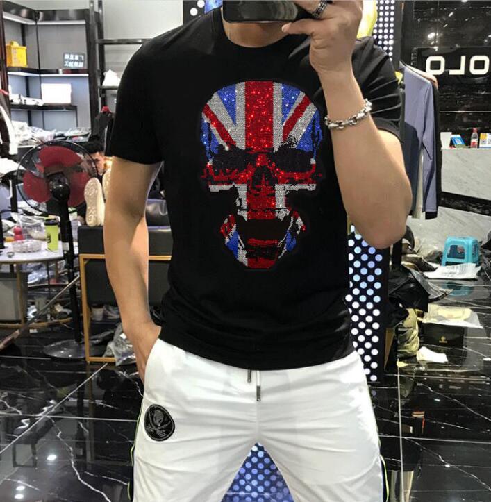 

2021 New t Streetwear Male and Female Fashion 100% Cotton Diamond Shirt Ev1e, Black.