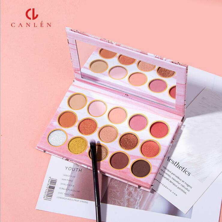 

Canlen eyeshadow new 15 color eye shadow palette pearl light matte compact portable peach blossom makeup pink plate., Multi