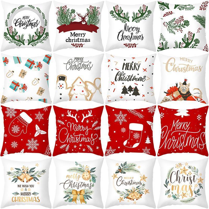 

New Year 2021 Christmas 45x45cm Cushion Cover Sofa Seat christmas decorations for home decor Navidad 2020 Natal kerst1