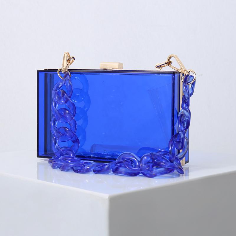 

Evening Bags Women Royal Blue Bag Fashion Jelly Clutch Purses And Handbags Luxury Designer Candy Color Acrylic Mini Crossbody Shoulder, Square transparent