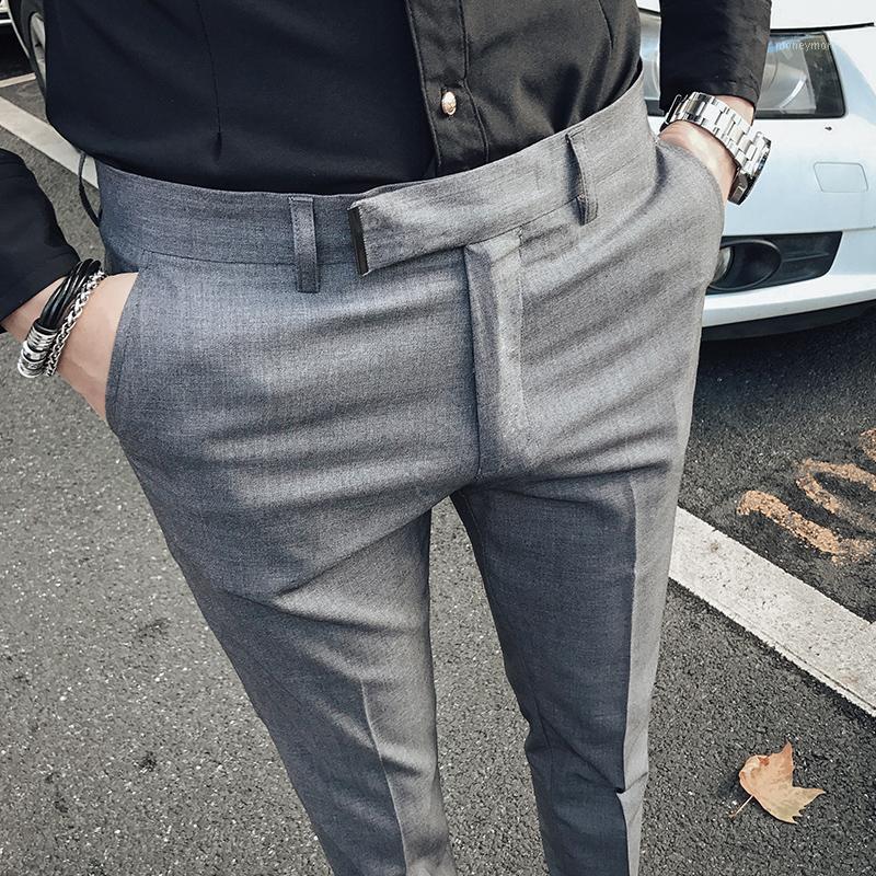 

Fashion Men Suit Pants Formal Business Dress Pants Solid Colors Streetwear Casual Slim Fit Office Social Trousers Pantalon Homme1, Black
