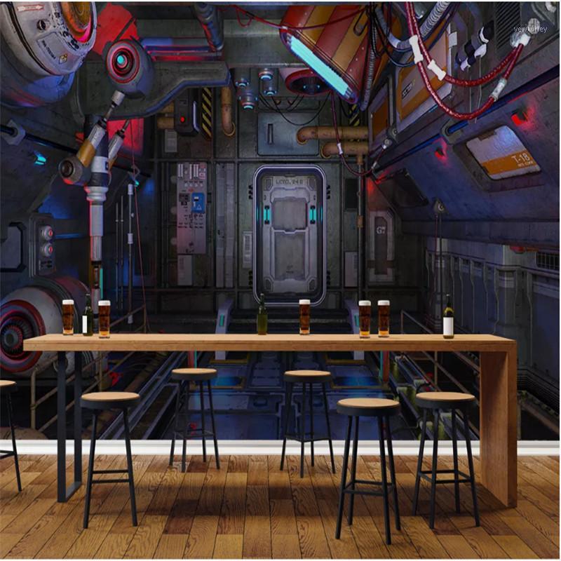

3D Three-dimensional Spaceship Internal Space Photo Wallpapers Theme Restaurant Cafe Bar Industrial Decor Mural Wall Paper 3D1, Canvas