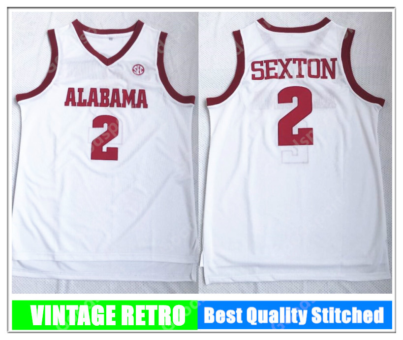 

Alabama CrimsonTide NCAA JerseyS SEXTON College jerseys WHITE shirts Tops fashion hot school retro vintage students basketball sport, Black;red