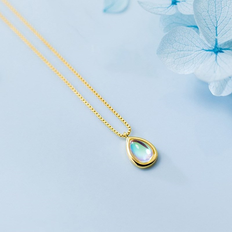

Genuine 925 Sterling Silver Water Drop Pendants Necklaces 14 kt gold short chain necklace Elegant Jewelry In Stock For Women good friend present